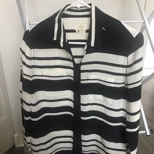 Black and white striped Kate Spade silk button up
